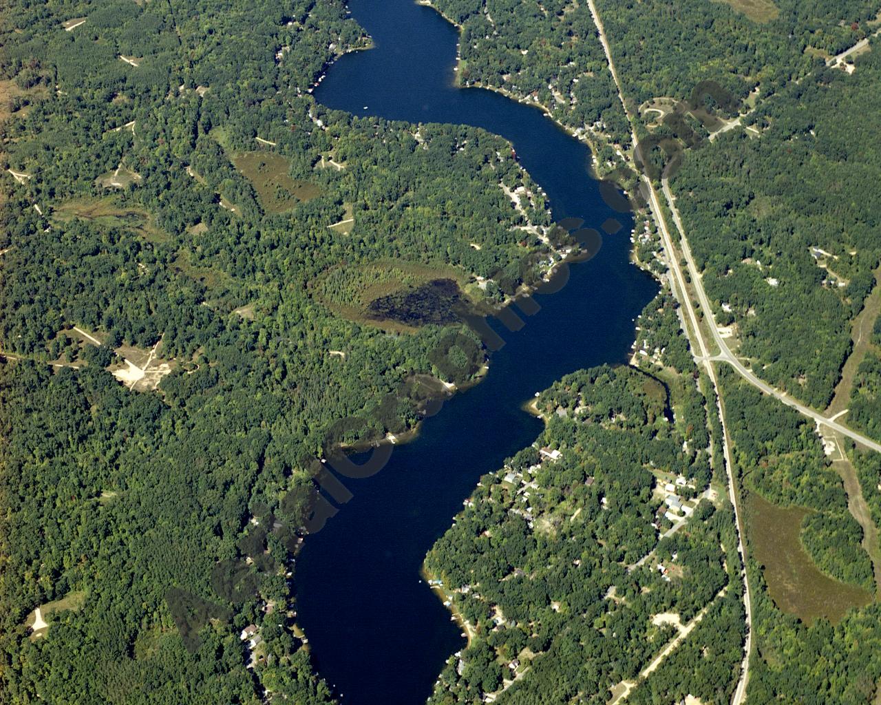 Aerial image of [4325] Lake George in Clare, MI with Canvas Wrap frame