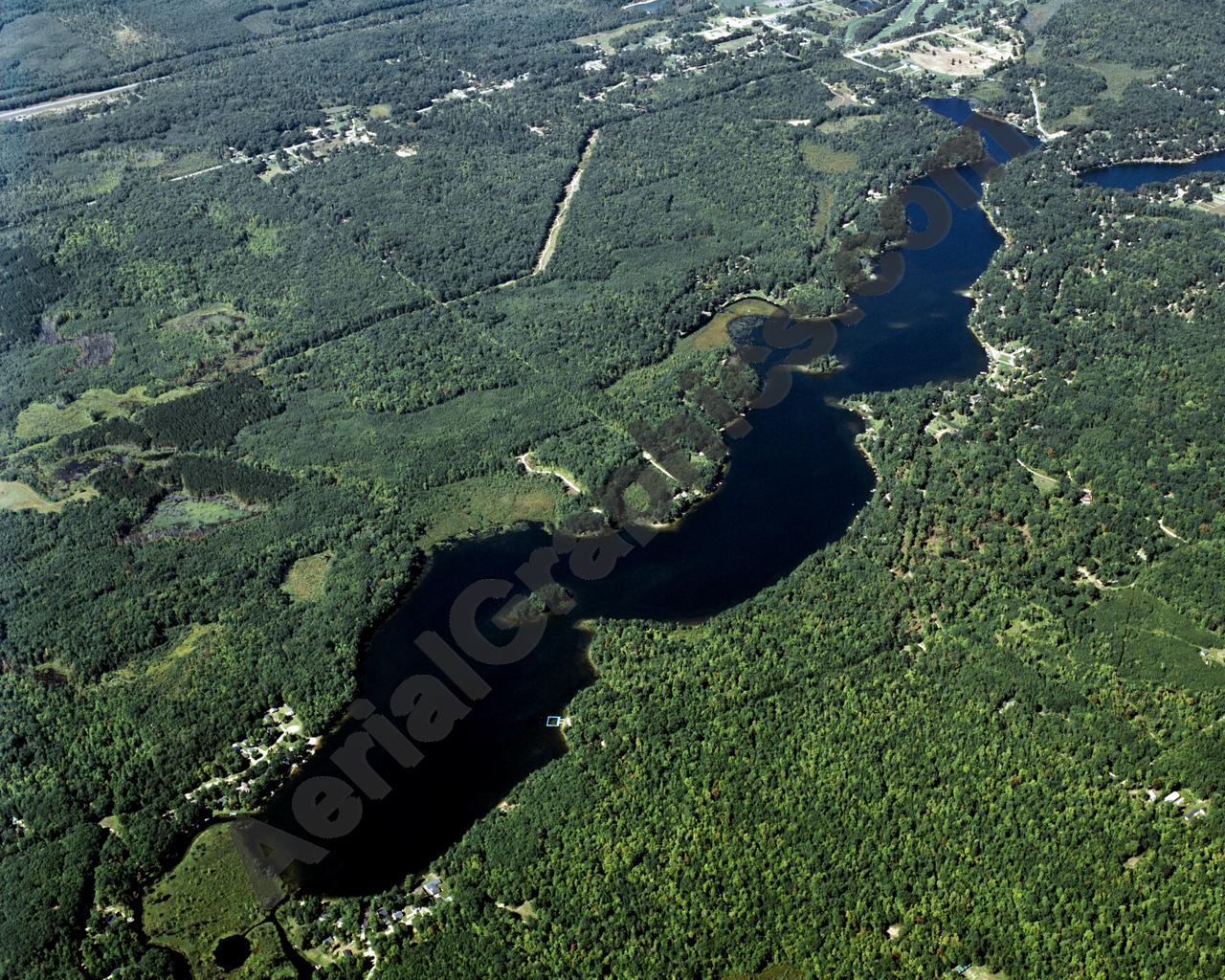 Aerial image of [4326] Long Lake in Clare, MI with Canvas Wrap frame