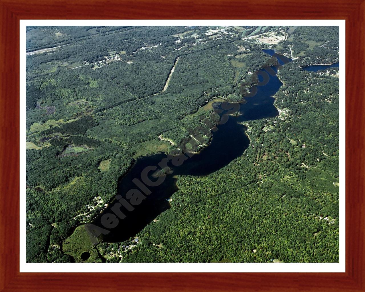 Aerial image of [4326] Long Lake in Clare, MI with Cherry Wood frame