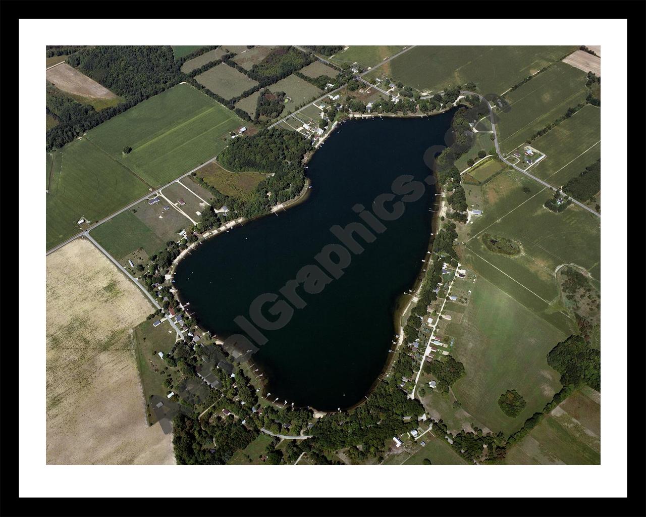 Aerial image of [4339] Cowden Lake in Montcalm, MI with Black Metal frame