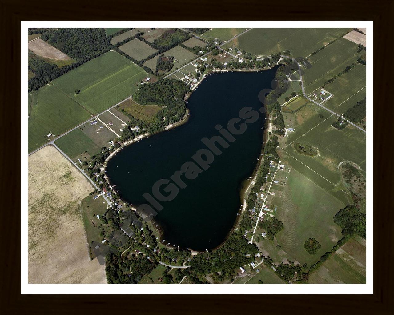 Aerial image of [4339] Cowden Lake in Montcalm, MI with Black Wood frame