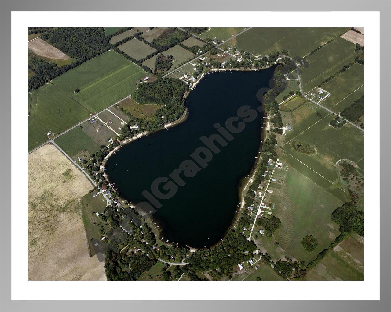 Aerial image of [4339] Cowden Lake in Montcalm, MI with Silver Metal frame