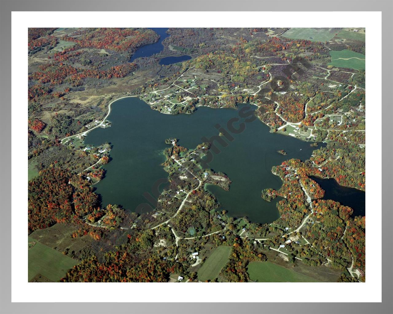 Aerial image of [4360] Miramichi Lake in Osceola, MI with Silver Metal frame