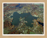 Aerial image of [4360] Miramichi Lake in Osceola, MI with Natural Wood frame