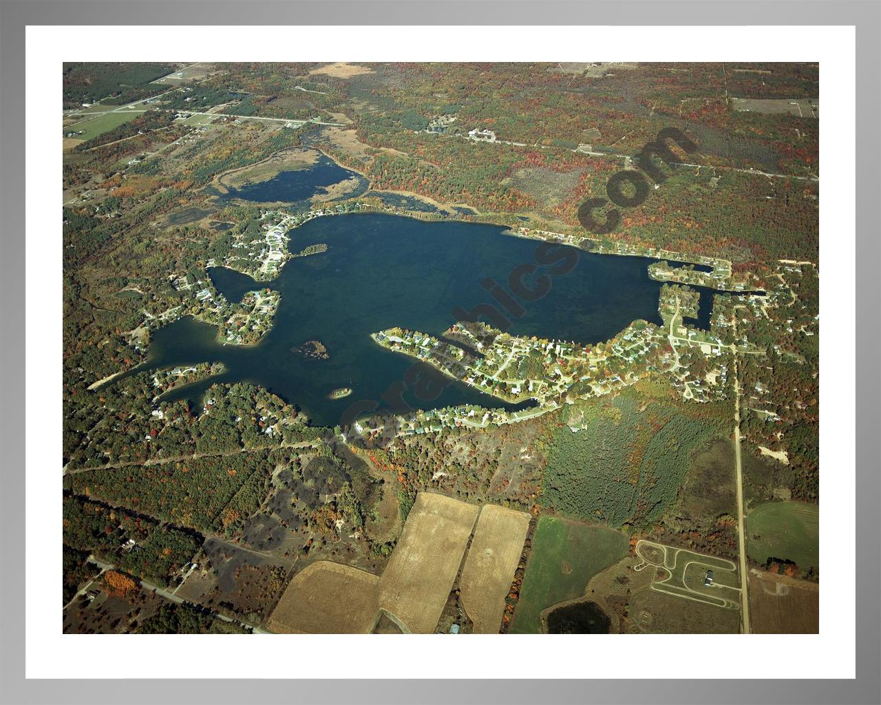 Aerial image of [4368] Indian Lake in Montcalm, MI with Silver Metal frame