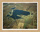 Aerial image of [4368] Indian Lake in Montcalm, MI with Natural Wood frame