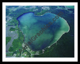 Aerial image of [445] Larks Lake in Emmet, MI with Black Metal frame