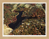 Aerial image of [4537] Goshorn Lake in Allegan, MI with Natural Wood frame