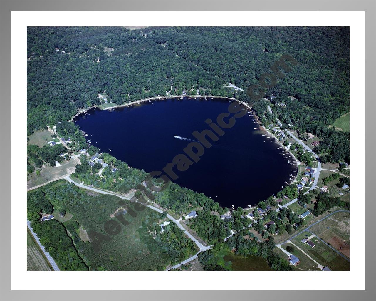 Aerial image of [4557] Sand Lake in Newaygo, MI with Silver Metal frame