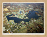 Aerial image of [4561] Lake Bella Vista (Fall) in Kent, MI with Natural Wood frame