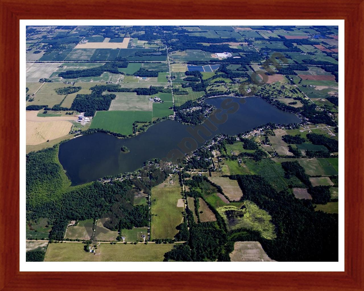 Aerial image of [4665] Morrison Lake in Ionia, MI with Cherry Wood frame