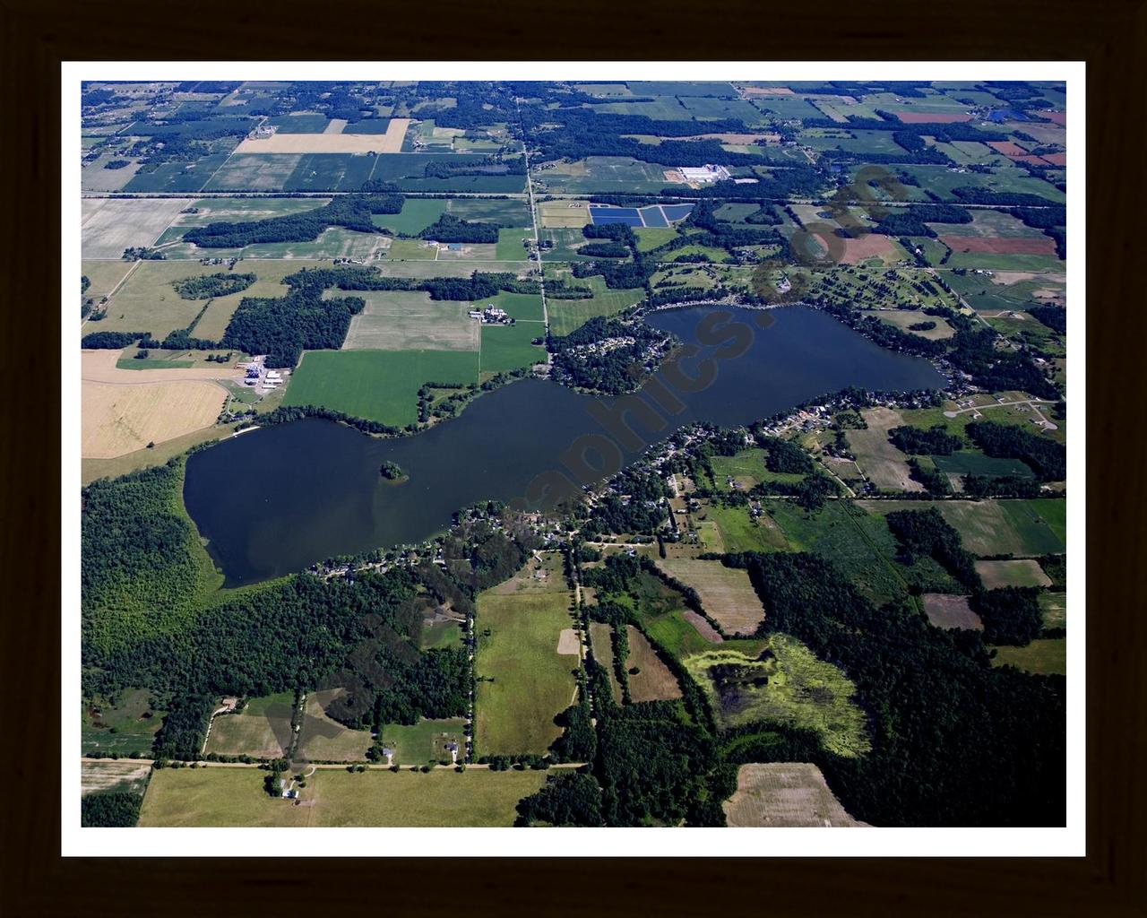 Aerial image of [4665] Morrison Lake in Ionia, MI with Black Wood frame