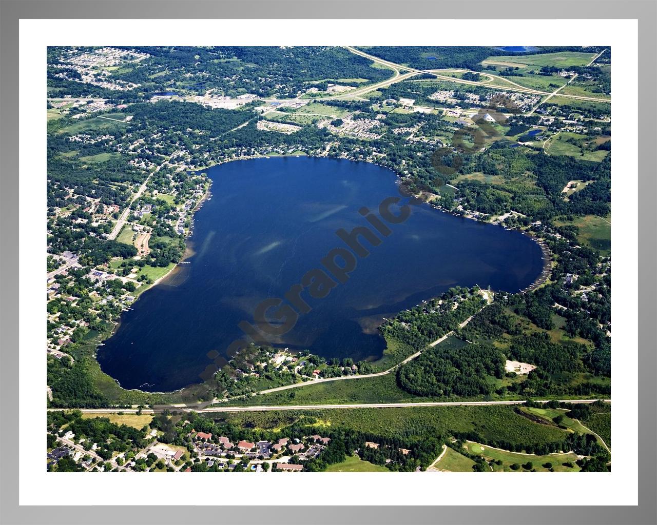 Aerial image of [4666] Lake Lansing in Ingham, MI with Silver Metal frame