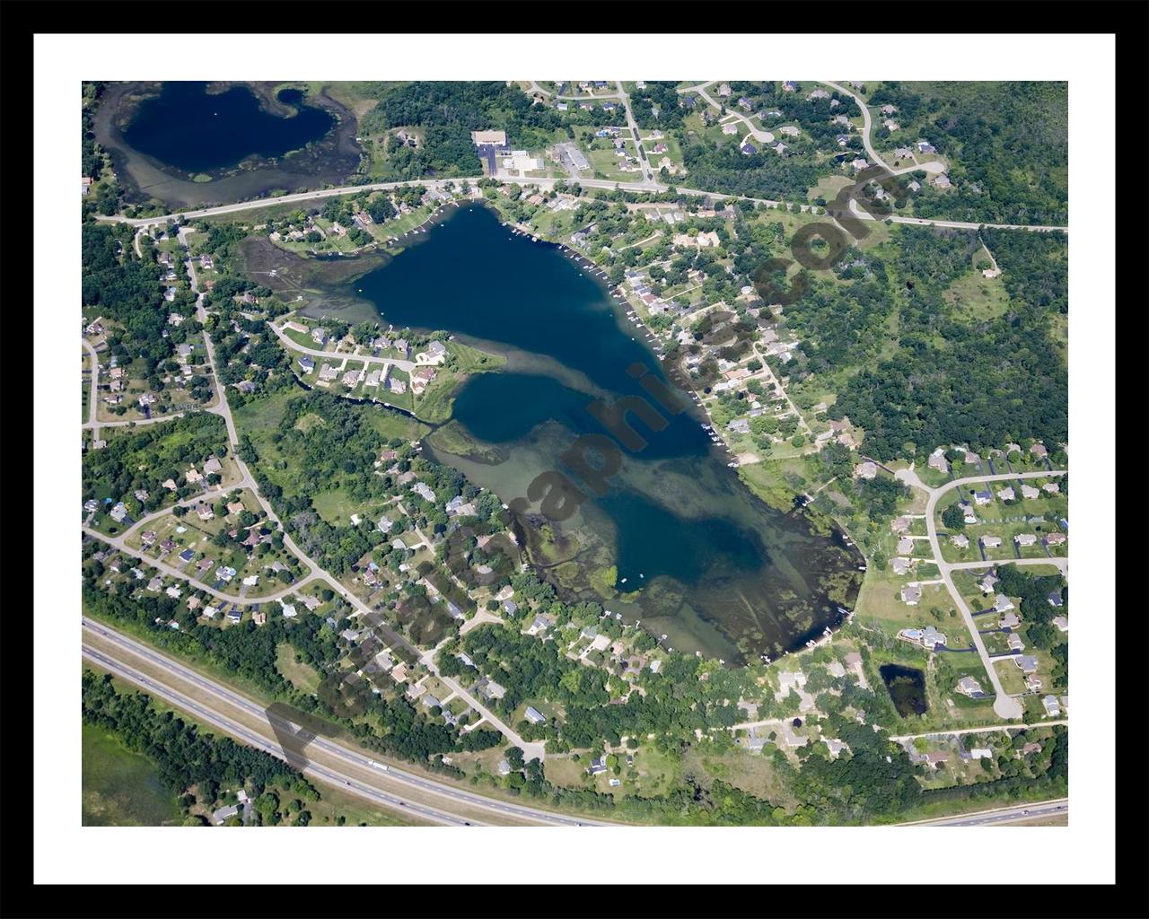 Aerial image of [4670] School Lake in Livingston, MI with Black Metal frame