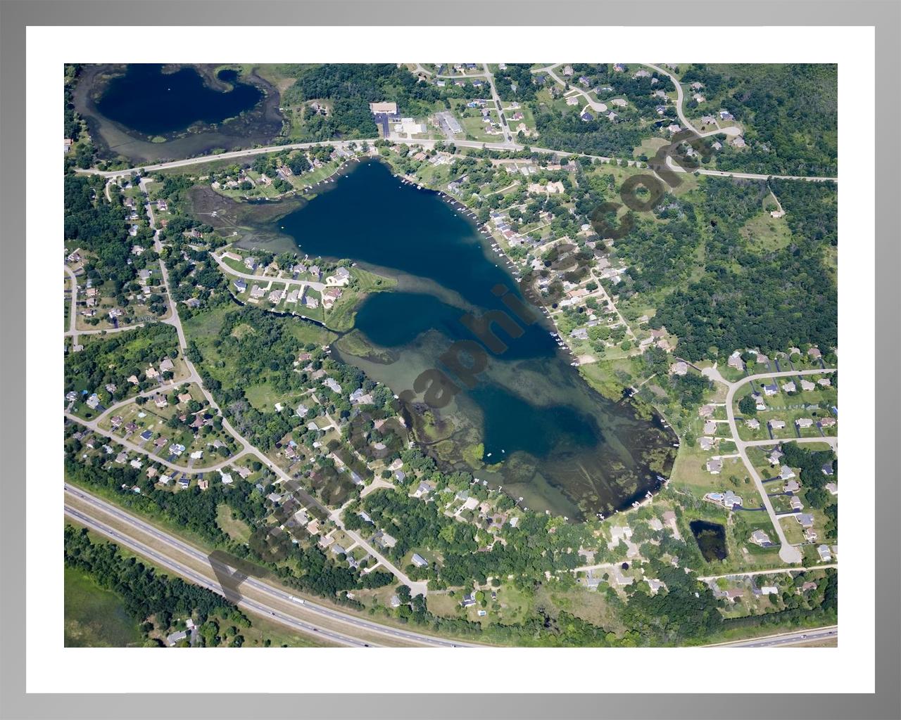 Aerial image of [4670] School Lake in Livingston, MI with Silver Metal frame