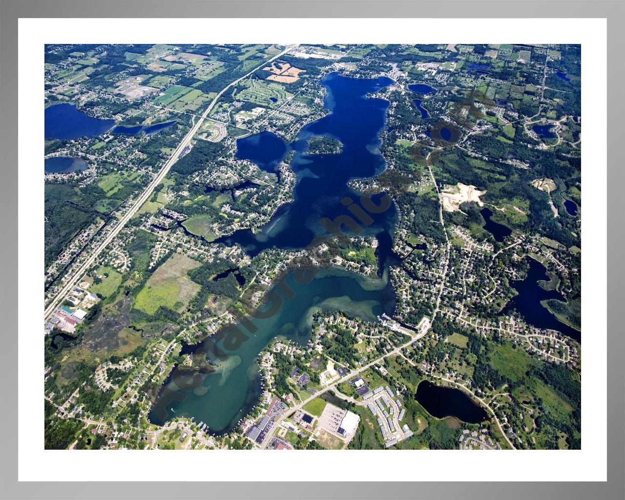 Aerial image of [4674] Lake Fenton in Genesee, MI with Silver Metal frame