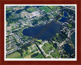 Aerial image of [4675] Loon Lake in Geness, MI with Cherry Wood frame