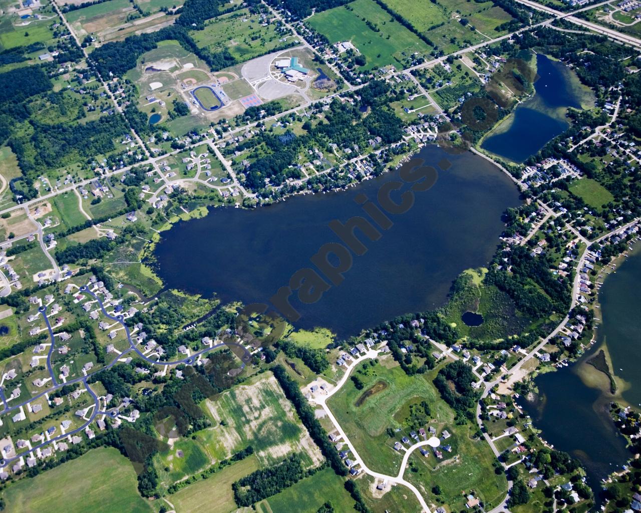 Aerial image of [4675] Loon Lake in Geness, MI with Canvas Wrap frame