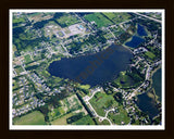 Aerial image of [4675] Loon Lake in Geness, MI with Black Wood frame