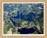 Aerial image of [4678] Lobdell Lake in Genesee, MI with Natural Wood frame