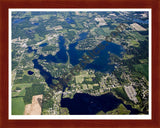 Aerial image of [4678] Lobdell Lake in Genesee, MI with Cherry Wood frame