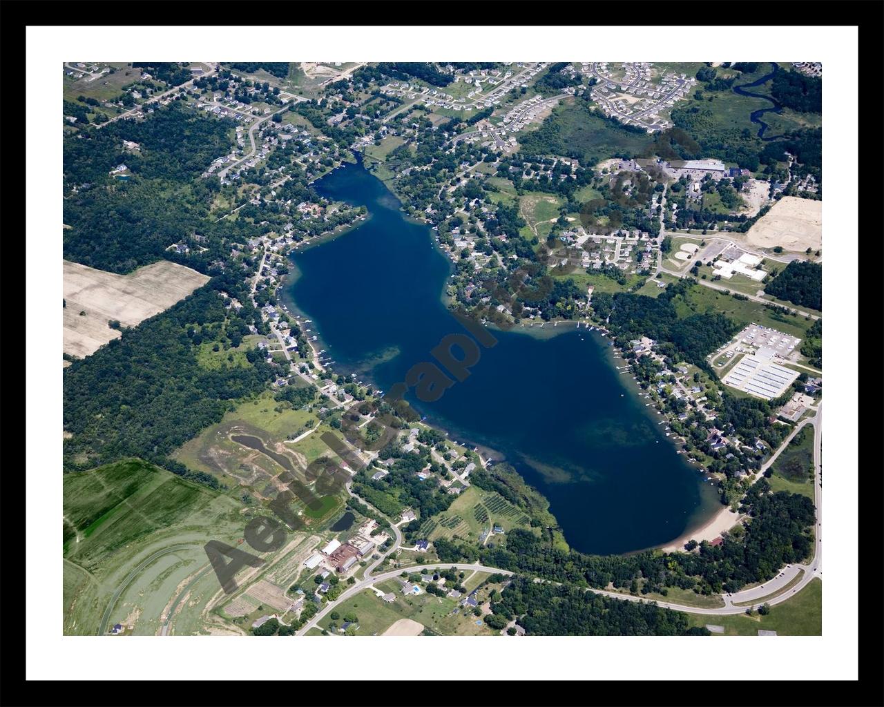 Aerial image of [4681] Byram Lake in Genesee, MI with Black Metal frame