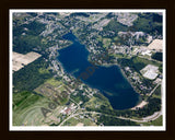 Aerial image of [4681] Byram Lake in Genesee, MI with Black Wood frame