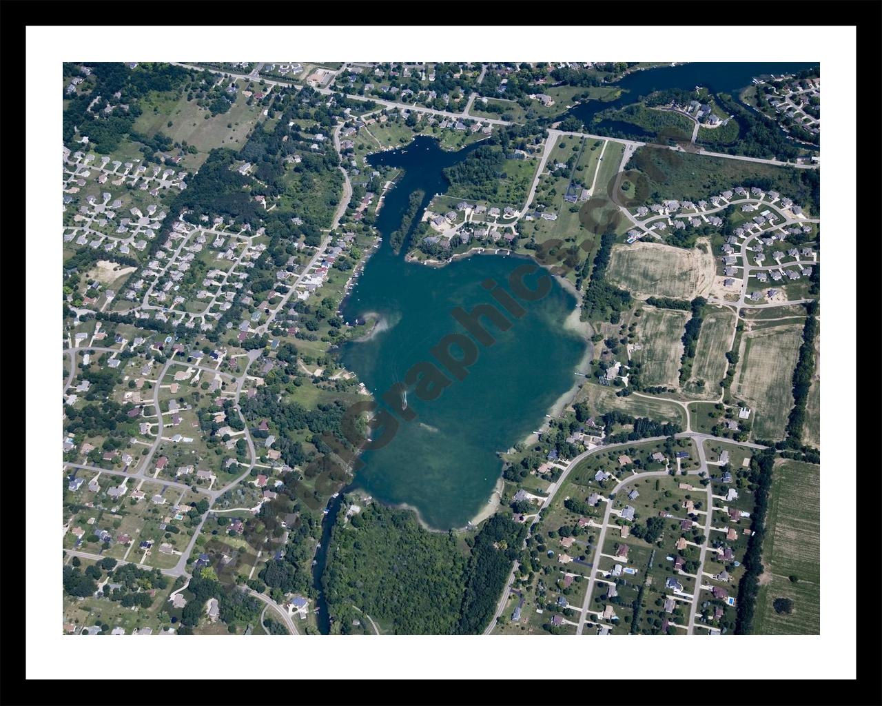 Aerial image of [4682] Marl Lake in Genesee, MI with Black Metal frame