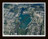 Aerial image of [4682] Marl Lake in Genesee, MI with Black Wood frame