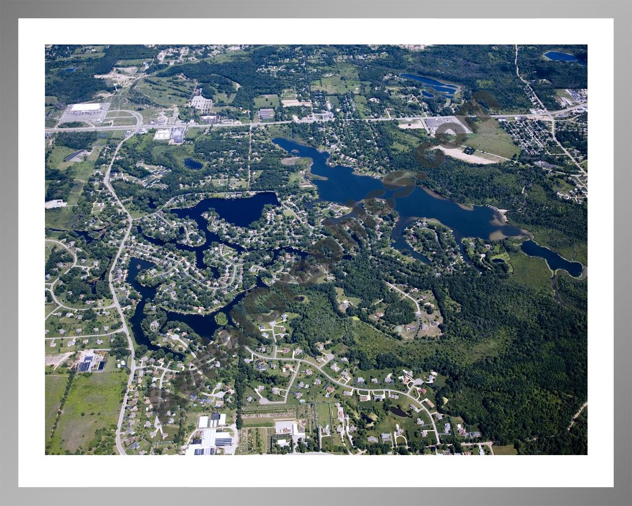 Aerial image of [4688] Brendel Lake And Lake Neva in Oakland, MI with Silver Metal frame