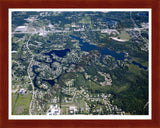 Aerial image of [4688] Brendel Lake And Lake Neva in Oakland, MI with Cherry Wood frame