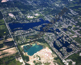 Aerial image of [4689] Lake Sherwood in Oakland, MI with Canvas Wrap frame