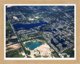 Aerial image of [4689] Lake Sherwood in Oakland, MI with Natural Wood frame