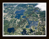 Aerial image of [4691] North & South Commerce Lakes in Oakland, MI with Black Wood frame