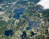 Aerial image of [4691] North & South Commerce Lakes in Oakland, MI with Canvas Wrap frame