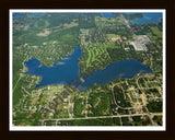 Aerial image of [4692] Lower Straits Lake in Oakland, MI with Black Wood frame