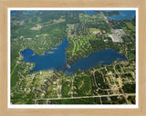 Aerial image of [4692] Lower Straits Lake in Oakland, MI with Natural Wood frame