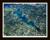 Aerial image of [4693] Middle Straits Lake in Oakland, MI with Black Wood frame