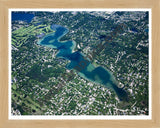 Aerial image of [4693] Middle Straits Lake in Oakland, MI with Natural Wood frame