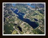 Aerial image of [4694] Upper Straits Lake in Oakland, MI with Black Wood frame