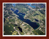 Aerial image of [4694] Upper Straits Lake in Oakland, MI with Cherry Wood frame