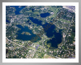 Aerial image of [4700] Lower Long Lake & Island Lake in Oakland, MI with Silver Metal frame