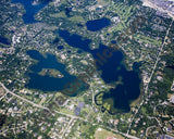 Aerial image of [4700] Lower Long Lake & Island Lake in Oakland, MI with Canvas Wrap frame