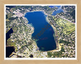 Aerial image of [4702] Elizabeth Lake in Oakland, MI with Natural Wood frame