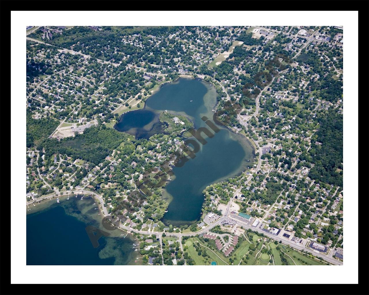 Aerial image of [4703] Crescent Lake in Oakland, MI with Black Metal frame