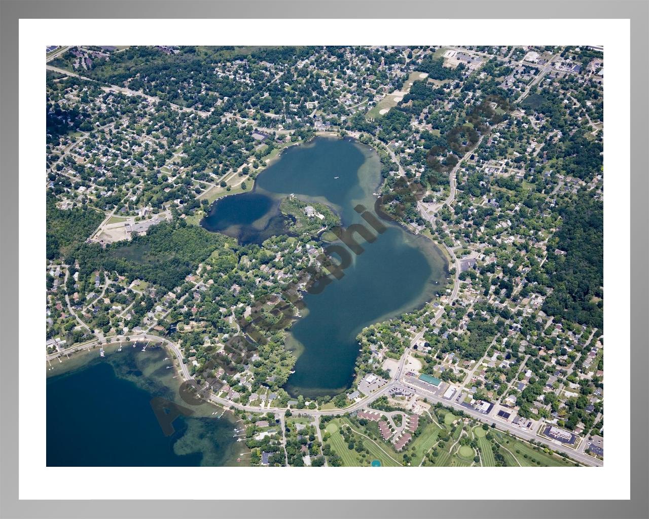 Aerial image of [4703] Crescent Lake in Oakland, MI with Silver Metal frame