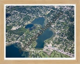 Aerial image of [4703] Crescent Lake in Oakland, MI with Natural Wood frame