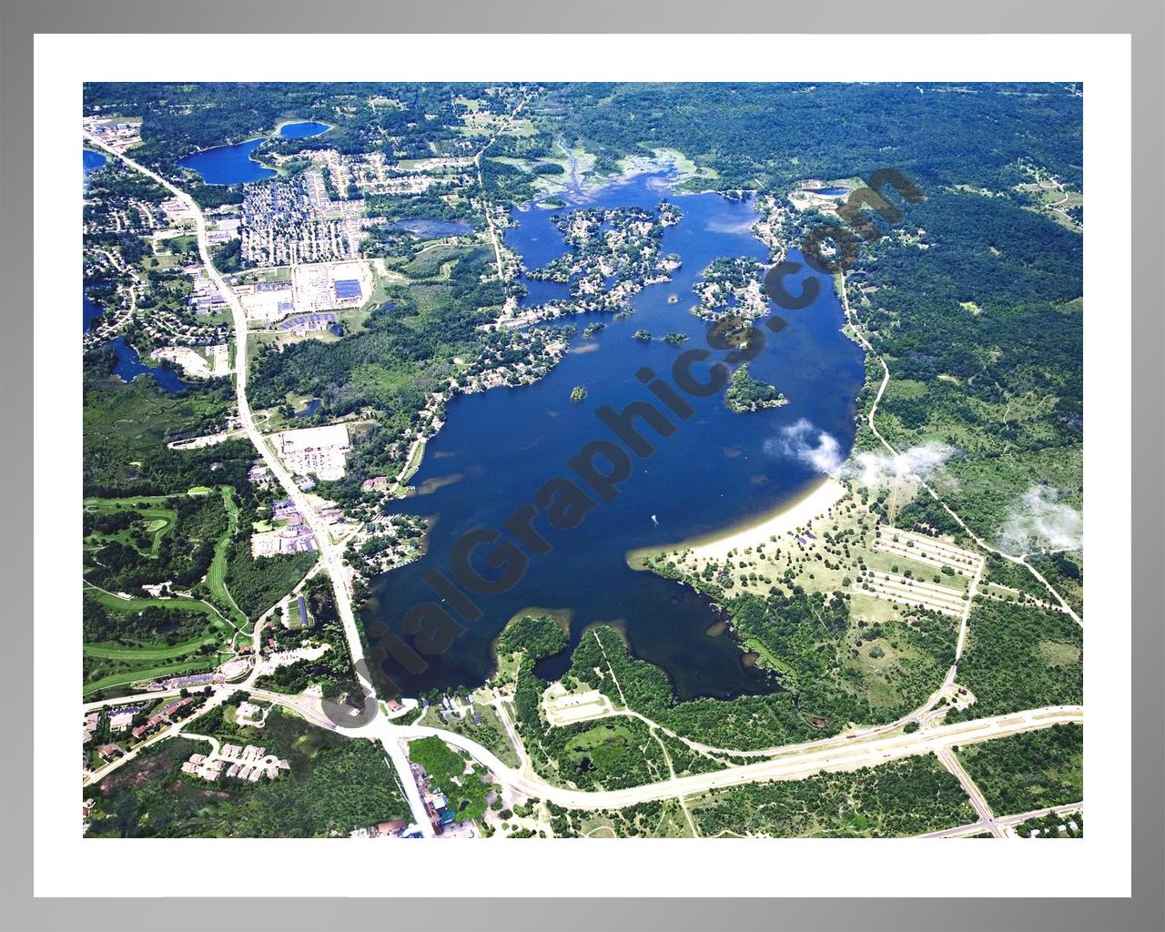 Aerial image of [4704] Pontiac Lake in Oakland, MI with Silver Metal frame