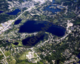 Aerial image of [4706] Oxbow Lake in Oakland, MI with Canvas Wrap frame