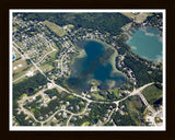 Aerial image of [4707] Bogie Lake in Oakland, MI with Black Wood frame